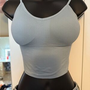 Women's Ribbed Crop Top - Light Blue